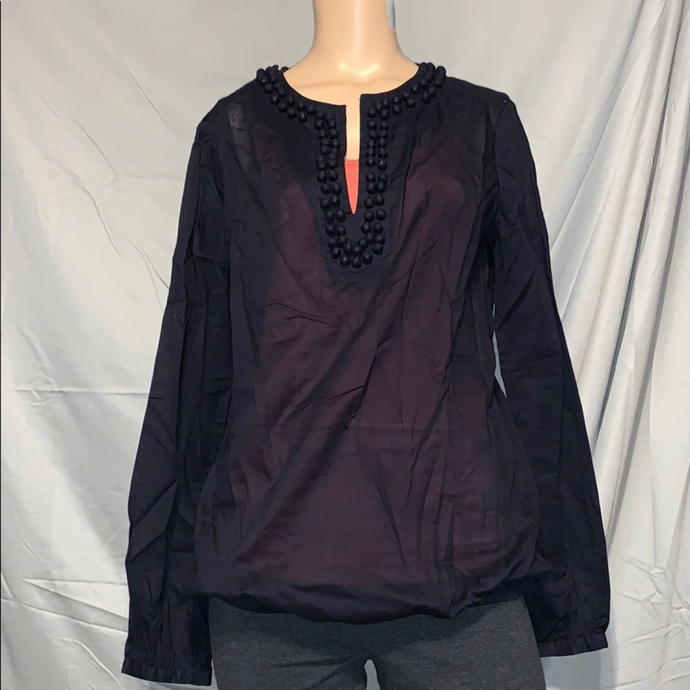 EUC Tory Burch Sheer Navy Top